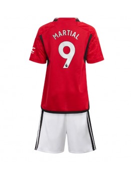 Billige Manchester United Anthony Martial #9 Hjemmedraktsett Barn 2023-24 Kortermet (+ Korte bukser)